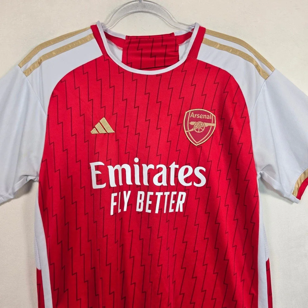 Arsenal Jersey Men's L Red White Emirates Fly Better 22 Soccer Futbol Blokecore